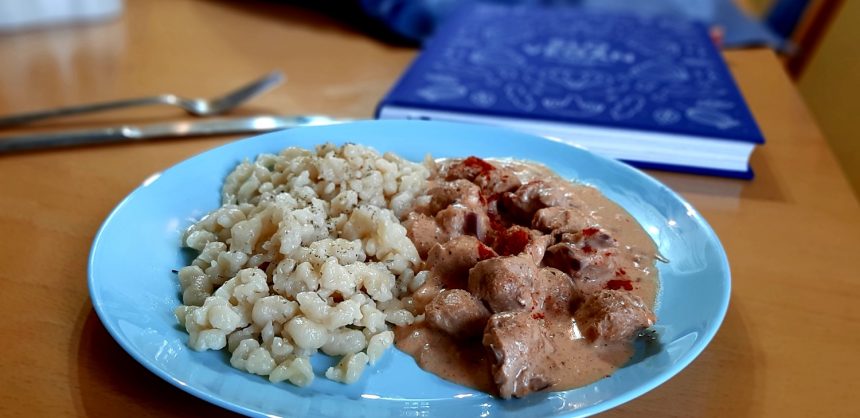 vegan paprikash with dumplings